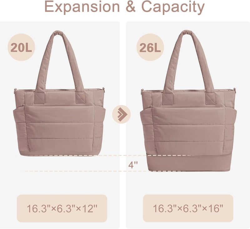 GASSDA Tote Bag for Women Puffer Tote Bag Large Nurse Bags Shoulder Handbag with Zipper for Work Travel - Image 3